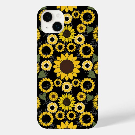 Zonnebloempatroon A01.b Black BG Case-Mate iPhone Case (Achterkant)