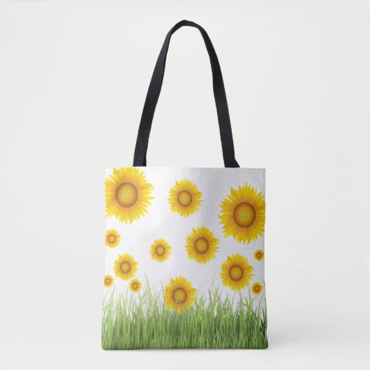 Zonnebloempatroon afspelen tote bag (Voorkant)