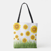 Zonnebloempatroon afspelen tote bag (Achterkant)