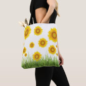 Zonnebloempatroon afspelen tote bag (Dichtbij)