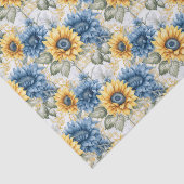 Zonnebloempatroon Blauw en Geel Decoupage Tissuepapier (Detail)
