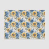 Zonnebloempatroon Blauwe en Gele Decoupage Tissuepapier (Voorkant)
