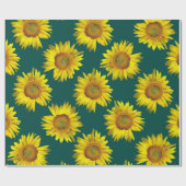 Zonnebloempatroon Blauwgroen Gift Wrap Roll Cadeaupapier (Vlak)