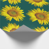 Zonnebloempatroon Blauwgroen Gift Wrap Roll Cadeaupapier (Hoek)