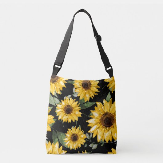 Zonnebloempatroon, dwarsbalk crossbody tas (Voorkant)