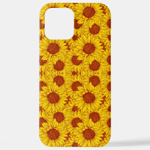 Zonnebloempatroon – Felgele Bloemenaesthetiek iPhone 12 Pro Max Hoesje