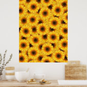 Zonnebloempatroon, gele schoonheid poster (Keuken)