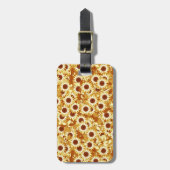 Zonnebloempatroon, goud, geel en bruin bagagelabel (Voorkant verticaal)