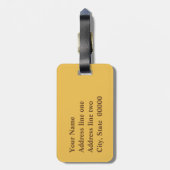 Zonnebloempatroon, goud, geel en bruin bagagelabel (Achterkant verticaal)