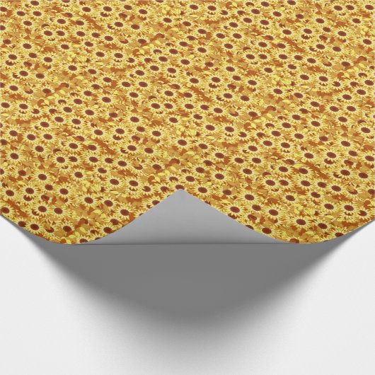 Zonnebloempatroon - goud, geel en bruin cadeaupapier (Hoek)