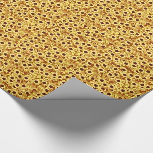 Zonnebloempatroon, goud, geel en bruin cadeaupapier (Hoek)