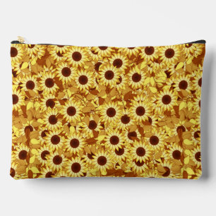 Zonnebloempatroon, Goud, Geel en Bruin Etui