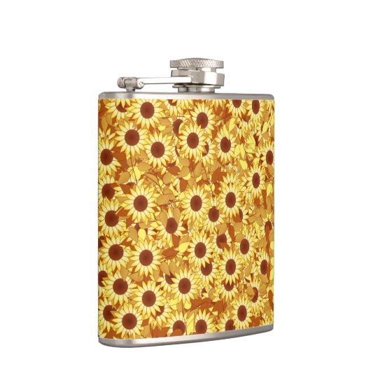 Zonnebloempatroon - goud, geel en bruin heupfles (Rechts)