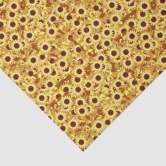 Zonnebloempatroon, goud, geel en bruin tissuepapier (Detail)