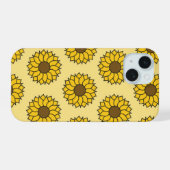 Zonnebloempatroon iPhone 15 Case (Achterkant horizontaal)