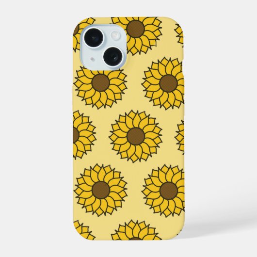 Zonnebloempatroon iPhone 15 Case (Achterkant)