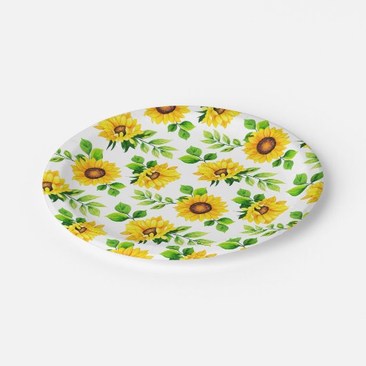 Zonnebloempatroon Landelijke Boerderij Verjaardags Papieren Bordje (Gekanteld)