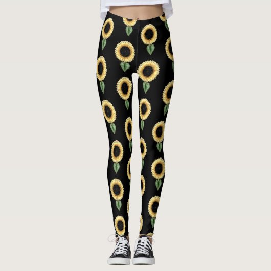 Zonnebloempatroon Leggings (Voorkant)
