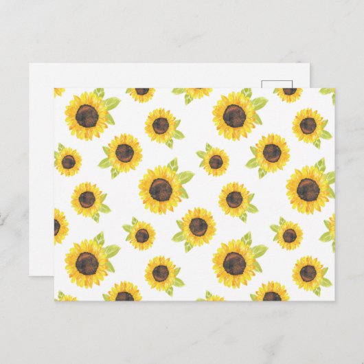 Zonnebloempatroon met handgeschilde Waterverf Briefkaart (Voorkant / Achterkant)