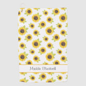 Zonnebloempatroon met handgeschilde Waterverf Golfhanddoek (Voorkant)