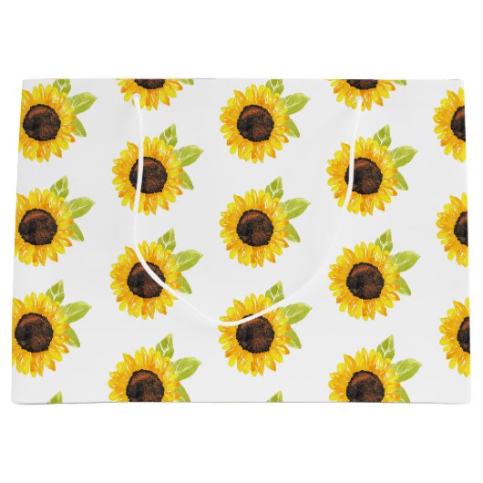 Zonnebloempatroon met handgeschilde Waterverf Groot Cadeauzakje (Voorkant)