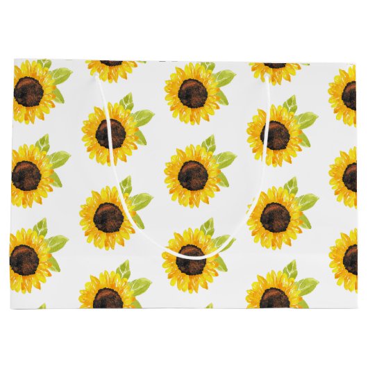 Zonnebloempatroon met handgeschilde Waterverf Groot Cadeauzakje (Achterkant)