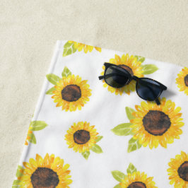 Zonnebloempatroon met handgeschilde Waterverf Strandlaken