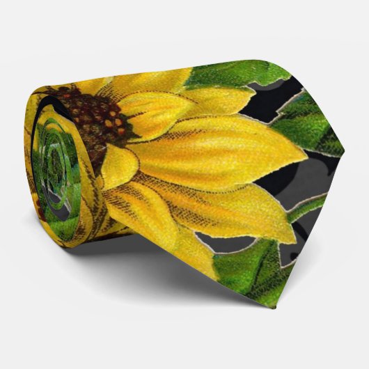  zonnebloempatroon stropdas (Opgerold)