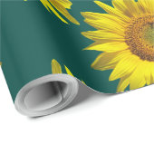 Zonnebloempatroon Teal Cadeaupapier Rol (Rol Hoek)