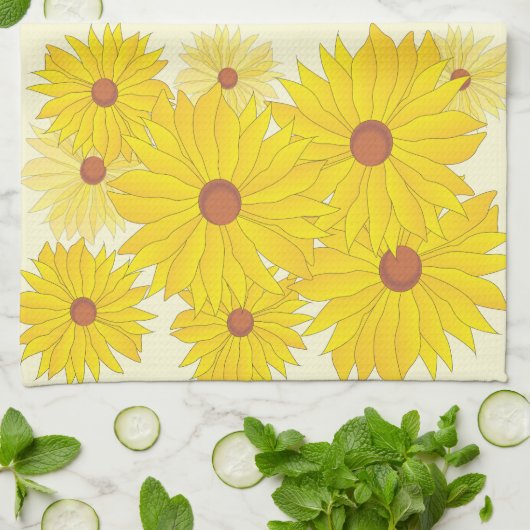 Zonnebloempatroon Theedoek (Gevouwen)