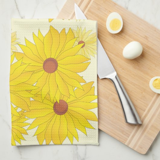 Zonnebloempatroon Theedoek (Quarter Fold)