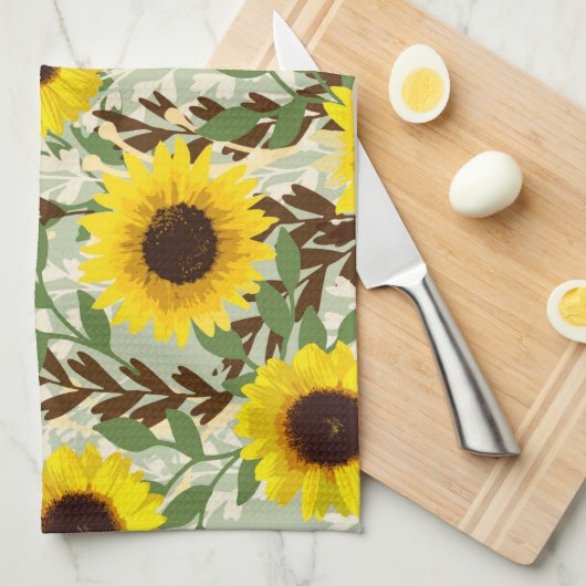 Zonnebloempatroon Theedoek (Quarter Fold)