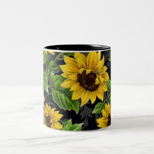  zonnebloempatroon tweekleurige koffiemok (Center)