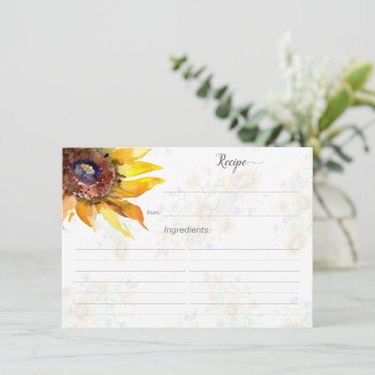 Zonnebloempatroon Vrijgezellenfeest Recept Kaart (Staand voorkant)