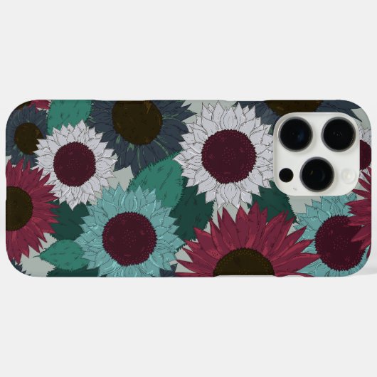 Zonnebloempatroon warme tinten iPhone hoesje (Achterkant (horizontaal))