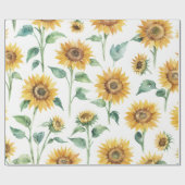 Zonnebloempatroon Waterverf Botanisch Cadeaupapier (Vlak)