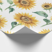 Zonnebloempatroon Waterverf Botanisch Cadeaupapier (Hoek)