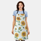 Zonnebloempatroon Waterverf Botanisch Schort (Gedragen)