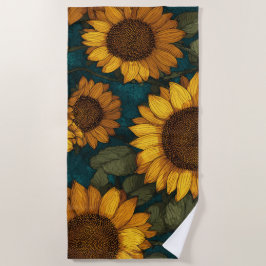 Zonnebloempatroon – Zomerbloemen Strandlaken