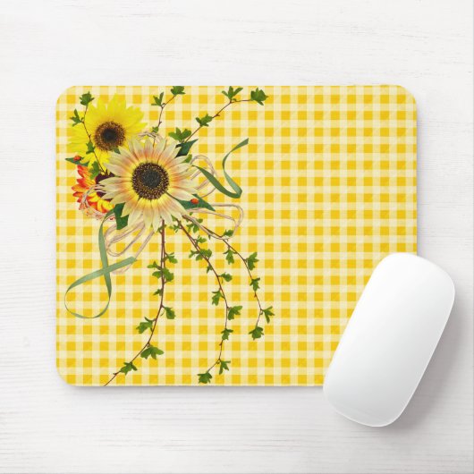 zonnebloempel met damestopper muismat (Met muis)