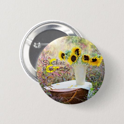 Zonnebloempeling Zonneuwheid en geluk Ronde Button 5,7 Cm (Voorkant /achterkant)