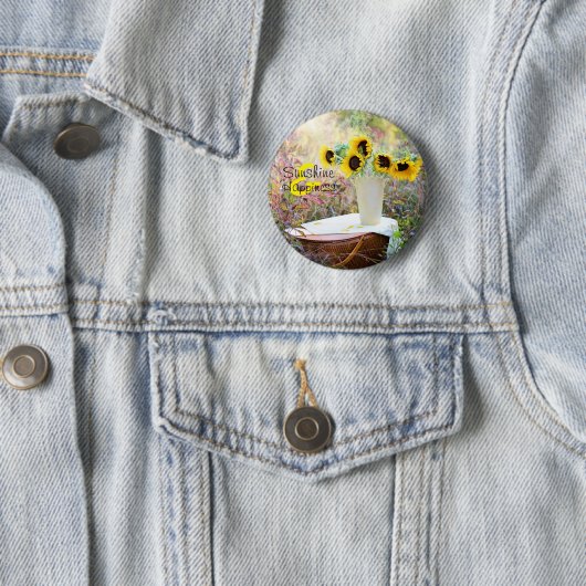 Zonnebloempeling Zonneuwheid en geluk Ronde Button 5,7 Cm (In situ)
