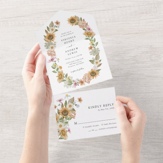 Zonnebloempels All In One Uitnodiging (Afscheurbaar)