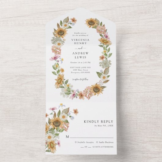 Zonnebloempels All In One Uitnodiging (Binnen)