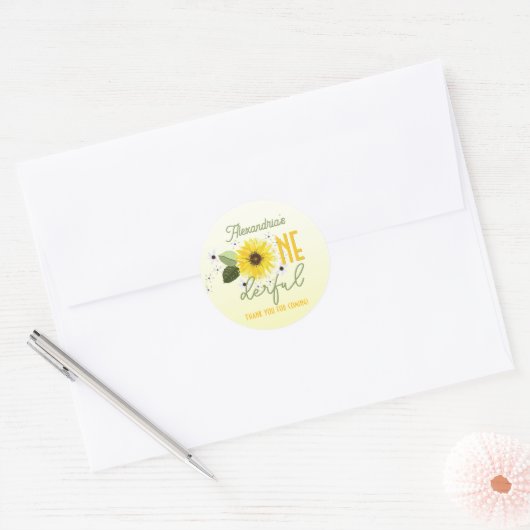 Zonnebloempels Ronde Sticker (Envelop)