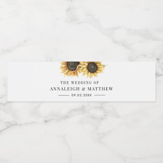 Zonnebloempels Waterfles Etiket (Enkel label)