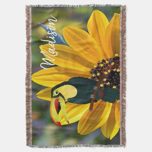 Zonnebloemperrot Throw Blanket Deken (Voorkant Verticaal)