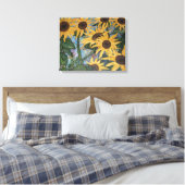 Zonnebloempersen, omwikkeld doek canvas afdruk (Insitu (Slaapkamer))