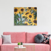 Zonnebloempersen, omwikkeld doek canvas afdruk (Insitu (Woonkamer))