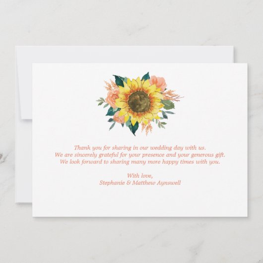 Zonnebloempervlakte Florale geometrische bruiloft Bedankkaart (Achterkant)